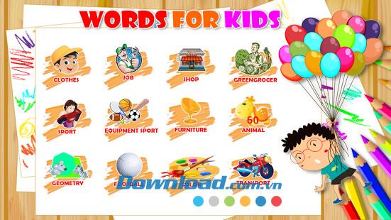 Words for Kids for Android 1.0 - Logiciel d'apprentissage du vocabulaire anglais pour les enfants