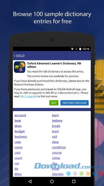 Oxford Advanced Learner's Dict for Android1.1.10-Android用の無料のOxford辞書