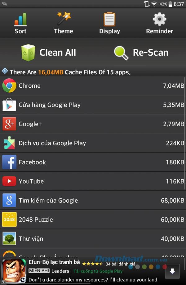 Cache Cleaner Easy für Android 1.28 - Leeren Sie den Cache und beschleunigen Sie das Android-Handy