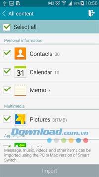 Samsung Smart Switch Mobile pour Android 2.0.140408 - Transfert de données vers des appareils Samsung Galaxy