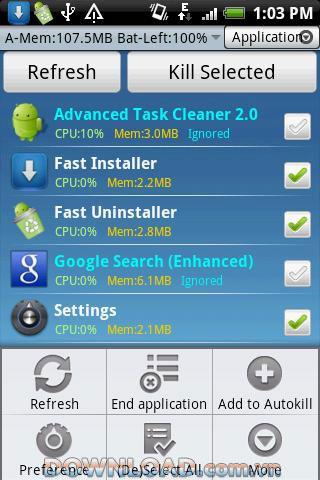 Advanced Task Cleaner für Android - Entfernt unnötige Prozesse