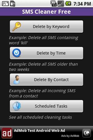 SMS Cleaner Free pour Android - Supprimer les SMS