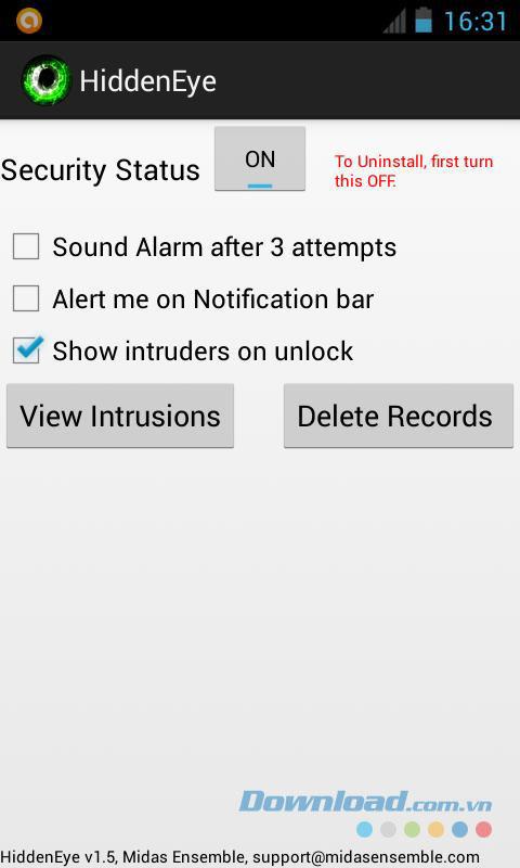 Hidden Eye pour Android 1.5 - Téléphone Android anti-déverrouillage