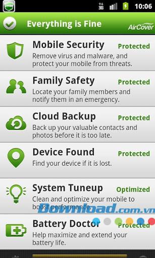 AirCover Security Suite para Android 1.11 - Paquete de seguridad multifuncional para Android