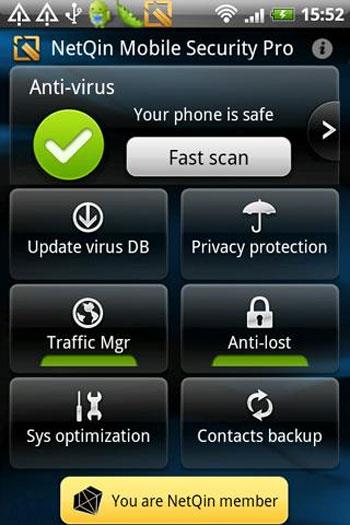 Sécurité et antivirus NetQin pour Android