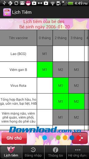 Calendario de vacunación para Android 1.3: calendario de vacunación extenso para bebés
