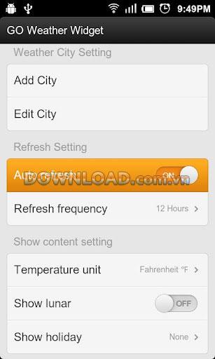GO Weather Widget para Android: herramienta de pronóstico del tiempo en Android