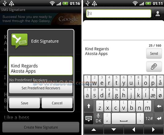 SMS-Signatur für Android 2.5 - Erstellen Sie Beispielnachrichten für Android-Telefone