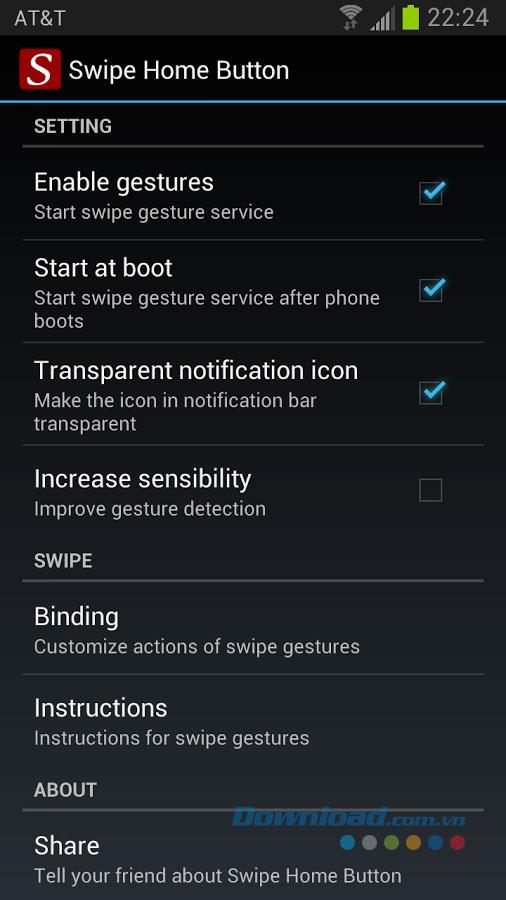 Swipe Home Button pour Android 1.3.1 - L'application de remplacement du bouton d'accueil sur Android