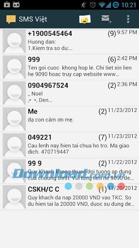Android1.0.1用のベトナム語SMS-メッセージの管理