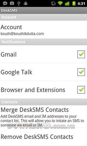DeskSMS für Android - Verfassen Sie SMS mit Google Mail