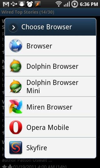 Choisissez le navigateur pour Android