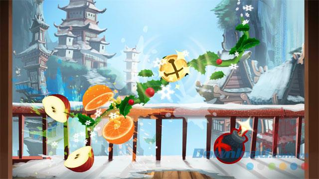Fruit Ninja Free pour iOS 2.7.6 - Version de la guillotine de fruits du jeu Noël