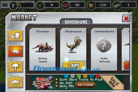 Jurassic Park Builder pour iOS 4.9.0 - Jeu Jurassic Park Builder sur iPhone / iPad