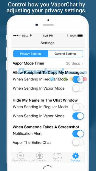 VaporChat pour iOS 1.7 - Application de chat sécurisé sur iPhone