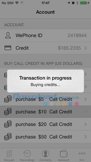 WePhone pour iOS 9.8.0.6 - Appels internationaux bon marché sur iPhone / iPad