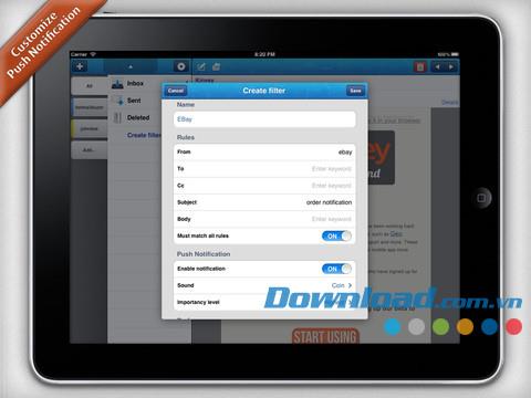Hotmail Buzzr HD para iPad 1.0 - Administrar la cuenta de Hotmail en iPad