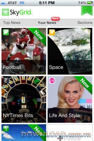 SkyGrid pour iOS - Lisez les actualités sur le téléphone