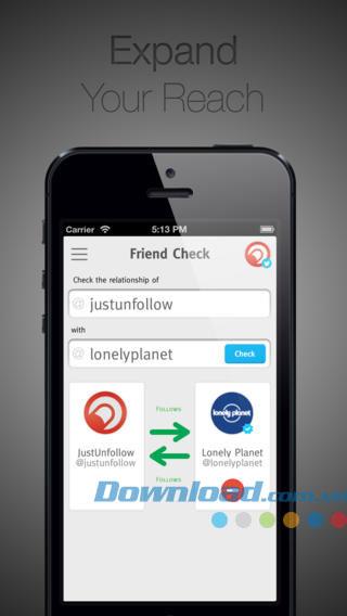 JustUnfollow pour iOS 5.2 - Gérez les abonnés Twitter et Instagram pour iPhone / iPad