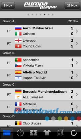 LiveScore Europa League pour iOS 1.0.2 - Mise à jour du tournoi de la Ligue Europa sur iPhone / iPad
