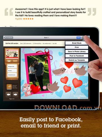 ScrapPad - Scrapbooking del Día de San Valentín para iPad - Software que crea el libro de visitas electrónico Valentine para iPad