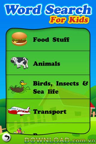 Word Search for Kids para iOS - Aplicación para aprender vocabulario en iPhone