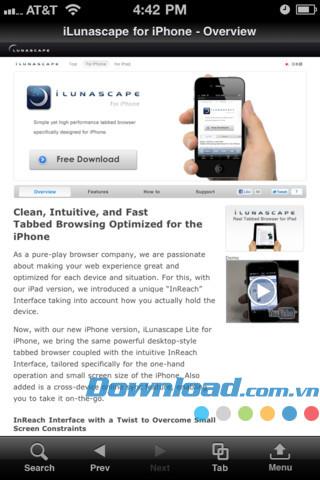 Navigateur Web iLunascape Lite pour iOS 5.1.1 - Navigateur Web multifonctionnel pour iPhone / iPad