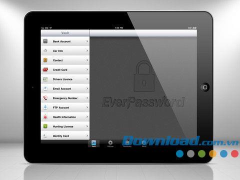 Ever Password HD für iPad 1.8.2 - Verwalten Sie Passwörter und Daten für iPhone / iPad