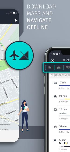 HIER WeGo für iOS 2.0.56 - Offline-Kartenanwendung, Wegbeschreibung in die Stadt