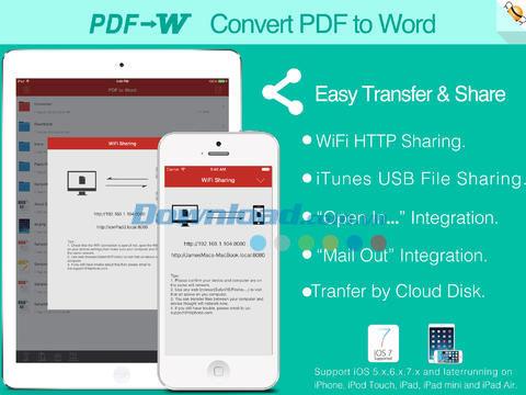 PDF a Word para iOS 6.3.1 - Convierta PDF a Word en iPhone / iPad