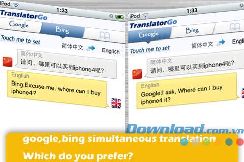 New TranslatorGo per iOS 1.3: software di traduzione Google e Bing