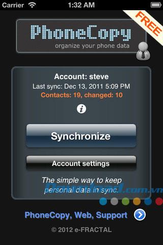 PhoneCopy für iOS 1.7.3 - Sichern und Synchronisieren von iPhone / iPad-Daten
