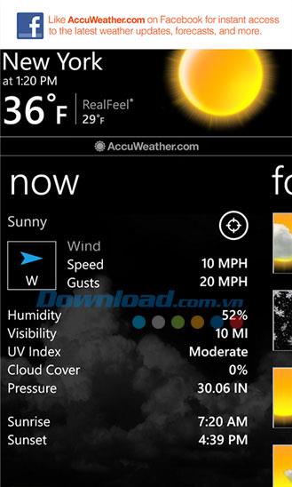 AccuWeather para Windows Phone 2.3.2.0 - Información meteorológica en Windows Phone