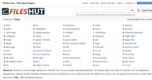 FilesHut - Durchsucht Dateien aus 50 Speicherdiensten