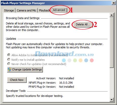 Anweisungen zum Reinigen des Flash Player-Speichers auf dem Computer