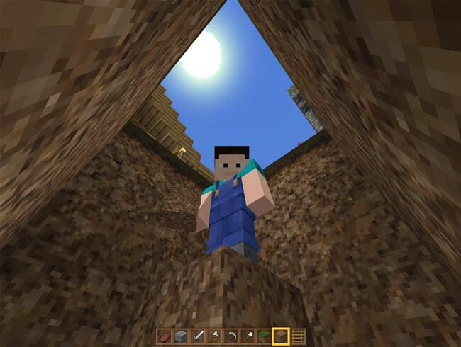 2 Möglichkeiten, um aus einem Loch im Minecraft-Spiel zu springen 2 Möglichkeiten, um aus einem Loch im Minecraft-Spiel zu springen