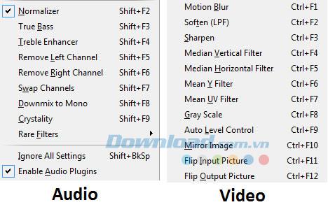 Certains raccourcis clavier sont utiles lors de l'utilisation de KMPlayer