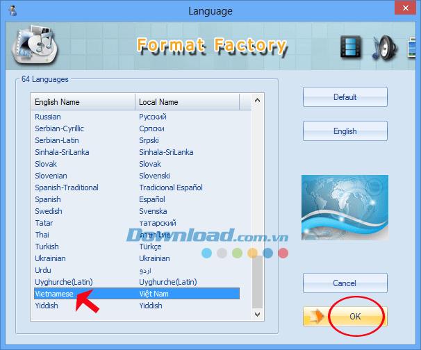 Guide to change language of Format Factory