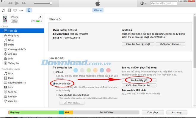 Anweisungen zum Sichern von iPhone-Daten mit iTunes