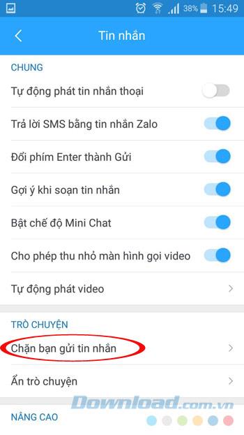 Instructions to block messages Zalo on phones