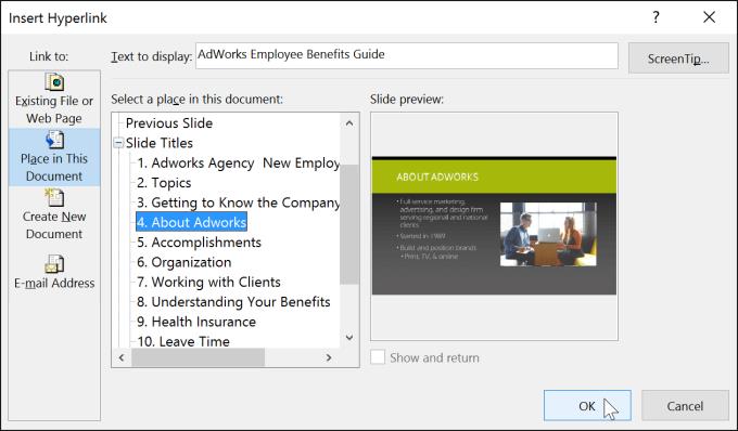 powerpoint presentation contains links to other files