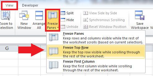 كيفية تجميد خط ، خطوط متعددة في Excel