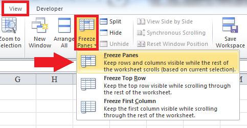 Cara membekukan satu baris, banyak baris di Excel