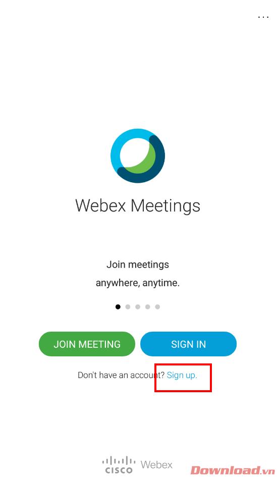 Instructions for registering and using Webex Meeting on mobile