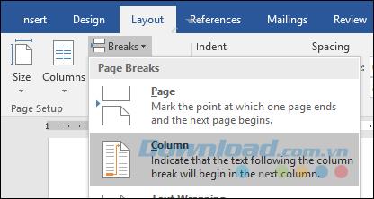 Instructions on how to divide columns in Microsoft Word