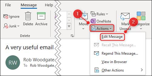 How to edit received email in Microsoft Outlook
