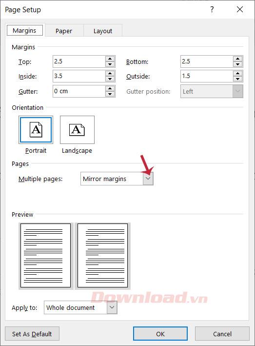 How to align 2-sided printed pages symmetrically in Word