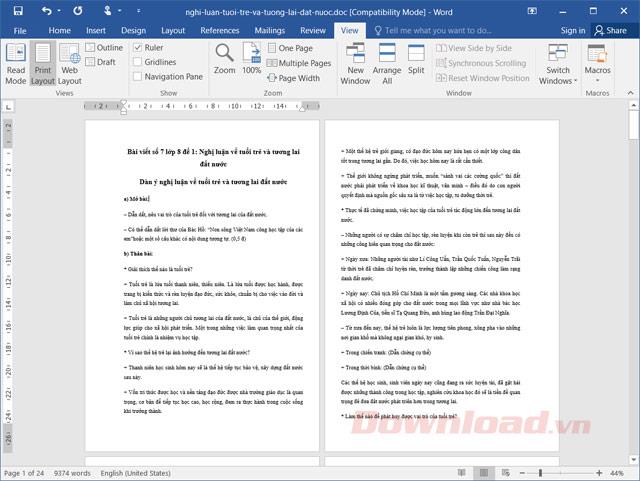 How to align 2-sided printed pages symmetrically in Word