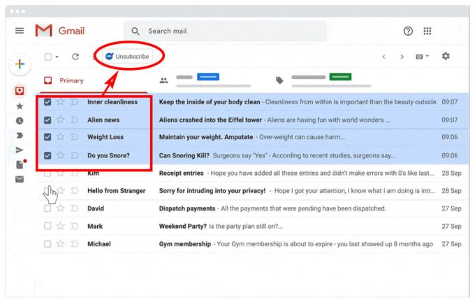 نحوه لغو اشتراک از ایمیل عمده با Gmail لغو اشتراک