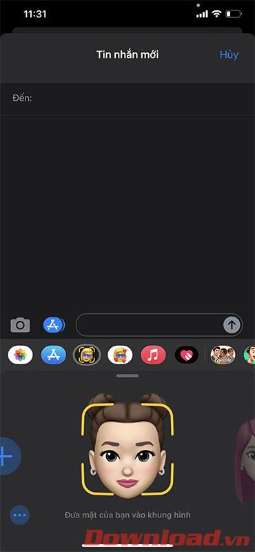Instructions for sending Memoji voice messages according to facial gestures on iPhone